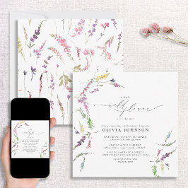 Elegant Little Wildblomskript Baby Shower Inbjudningar