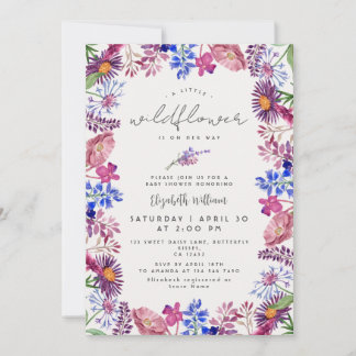 Elegant Little Wildflower Watercolor Baby Shower Inbjudningar