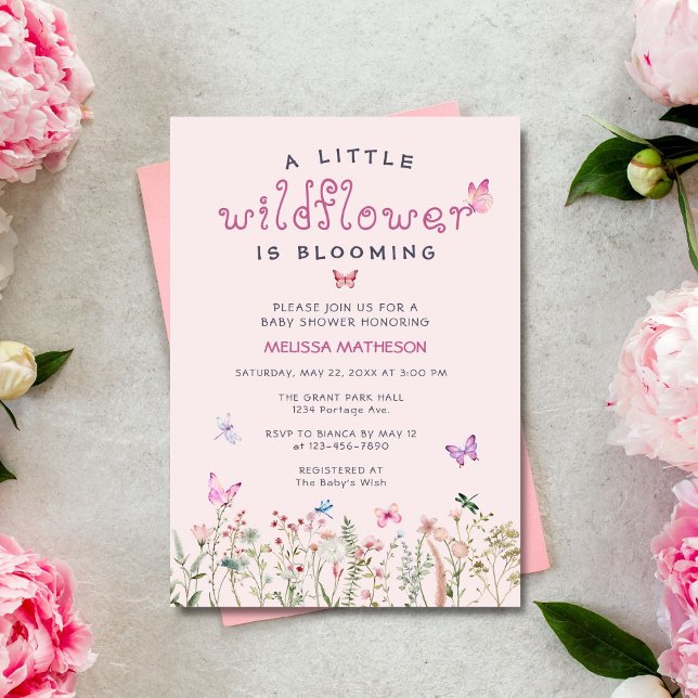 Elegant Little Wildlfower Boho Girl Baby Shower Inbjudningar (Skapare uppladdad)