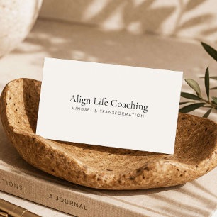 Elegant livcoach minimalist elfenbensvit modern visitkort