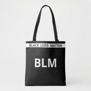 Elegant Lives Matter BLM-text på svart & vit bakgr Tygkasse