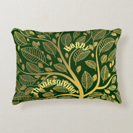 Elegant Livets träd Grönten Happy thanksgiving vid Prydnadskudde
