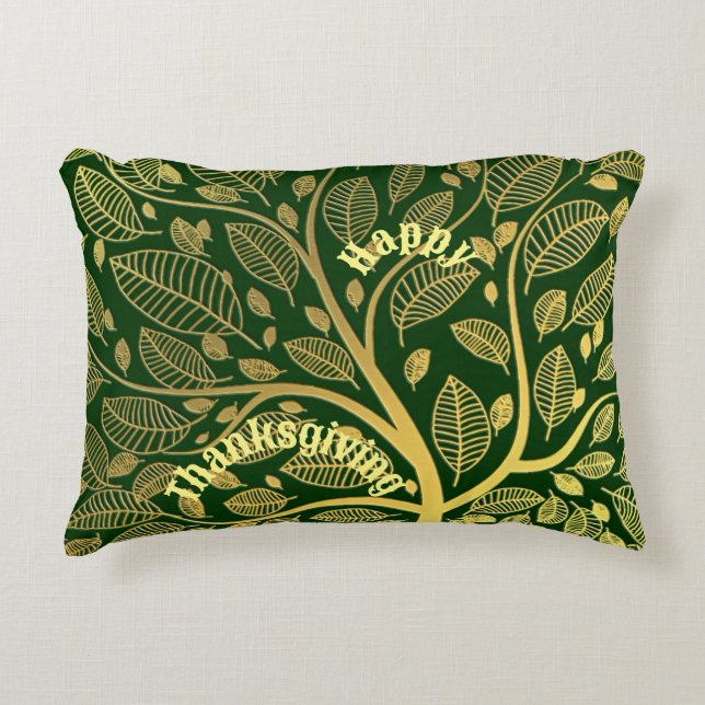 Elegant Livets träd Grönten Happy thanksgiving vid Prydnadskudde (Framsidan)