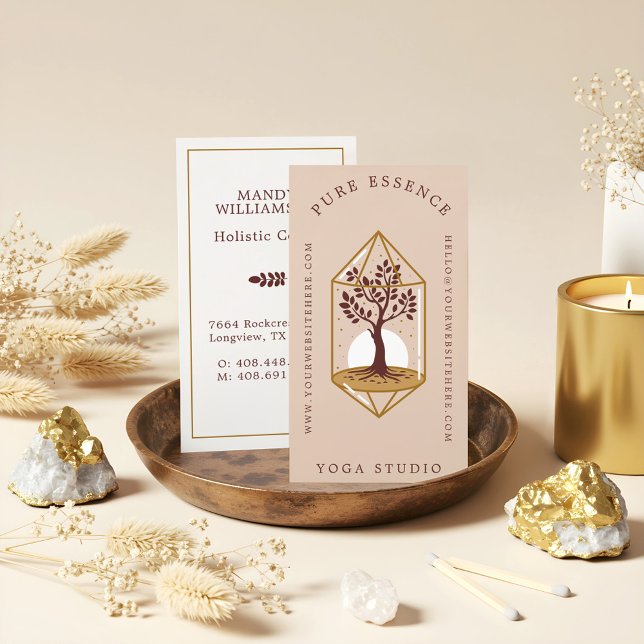 Elegant Livets Träd Kristall Holistisk Coach Desig Visitkort (Elegant Tree Of Life Crystal Holistic Coach Design Business Card)