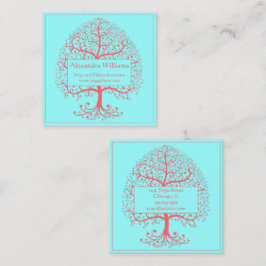 Elegant Livets träd Rosa Pastel Personlig Fyrkantigt Visitkort