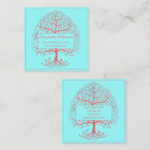 Elegant Livets träd Rosa Pastel Personlig Fyrkantigt Visitkort