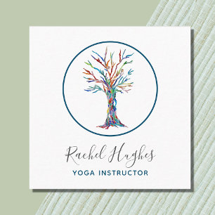 Elegant Livets träd Yoga-instruktör Fyrkantigt Visitkort