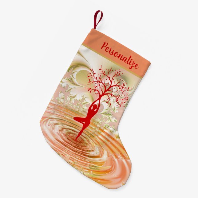 Elegant Livets träd Zen Yoga Juljul, Helgdag Liten Julstrumpa (Framsidan (Hängande))