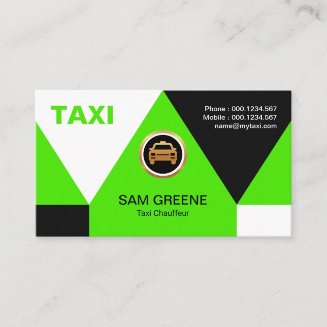 Elegant Ljus Grönt Triangles Arrowhead Taxi Visitkort (Framsida)