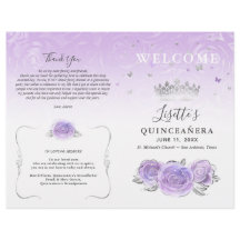 Elegant Ljus Lila Silver Quinceanera Program