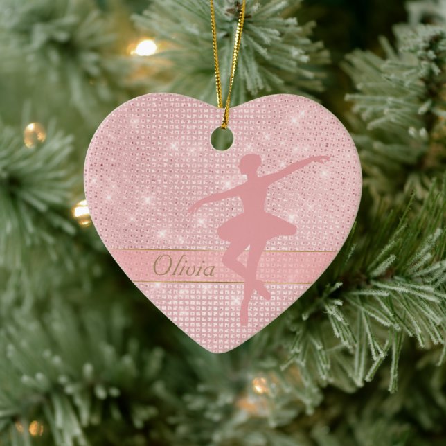 Elegant Ljus Rosa Ballerina Valentine Ornament (Träd)