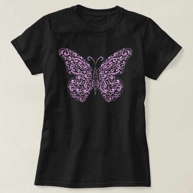 Elegant Ljus rosa blomsterfluga T-Shirt (Design framsida)