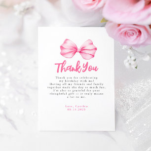 Elegant Ljus rosa Bow Birthday Tack Kort