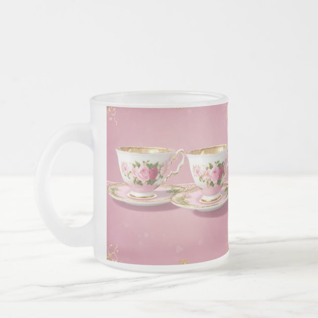 Elegant Ljus rosa Ceramic Tea Kopp (Vänster)