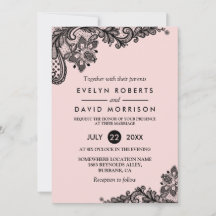 Elegant Ljus rosa med Svarta Snöre Forma Bröllop