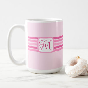 Elegant Ljus rosa stripe - initialt Kaffemugg