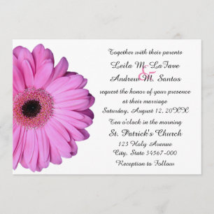 Elegant Ljusa rosa Gerbera Daisy Bröllop Inbjudningar