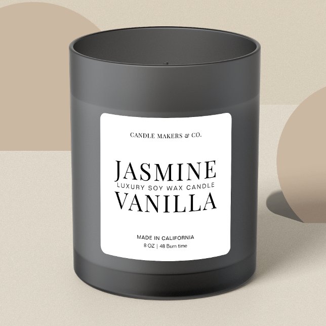 Elegant Ljusbåge - etikett Minimalistiskt svart vi (Fully editable minimalist candle jar labels, simple, yet elegant  product label design)