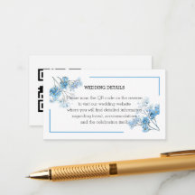 Elegant Ljusblå Akvarell Blommig Bröllops QR