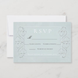 Elegant Ljusblå Bröllopsmeny RSVP Valmöjligheter Inbjudningar