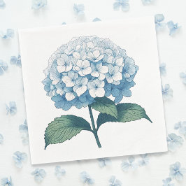 Elegant Ljusblå Hortensia Blommig Cocktail Pappersservett