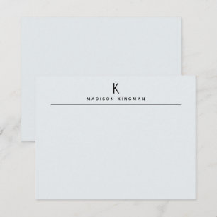 Elegant ljusblå modern monogram initial bokstav anteckningskort