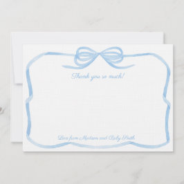 Elegant ljusblå pojke baby shower-foto tack kort