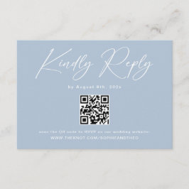 Elegant ljusblå QR-kod bröllop RSVP Tilläggskort