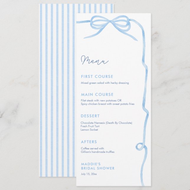 Elegant Ljusblå Slöja Bröllopsfest  Meny (Fram/baksida)