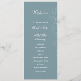 Elegant Ljusblått programkort för dubblan löv Program