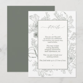Elegant ljusgrön blomstergrafik för bröllopsdetalj tilläggskort