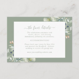 Elegant ljusgrön botanisk detalj tilläggskort