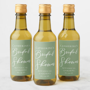 Elegant ljusgrön bröllopsdusch Personlig Mini Vinetikett