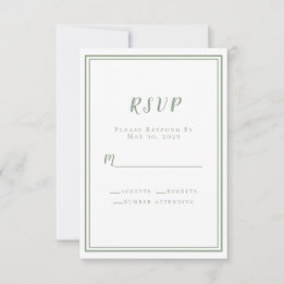 Elegant ljusgrön enkel modern minimalistisk bröllo OSA kort