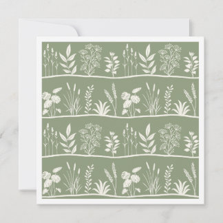 Elegant ljusgrön minimalistisk botanisk silhuett anteckningskort