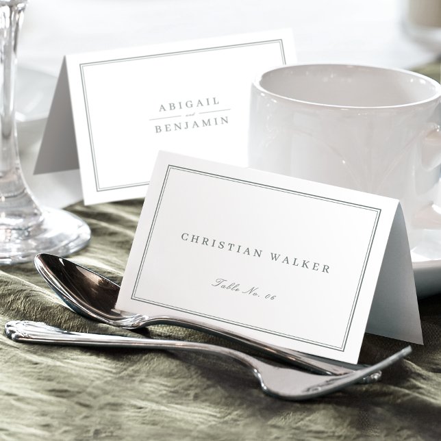 Elegant ljusgrön minimalistisk fällbar platshållar bordsnummer (Elegant sage green Minimalist Foldable Place Card)
