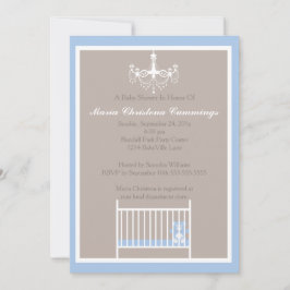 Elegant ljuskrona Blå teddybjörn Baby Shower Inbjudningar