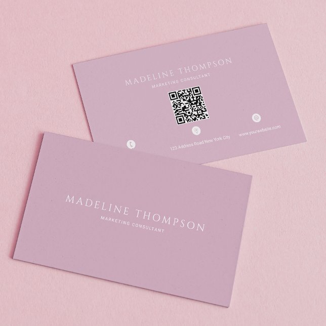 Elegant Ljuslavendel Minimalistisk Qr-kod Visitkort (Skapare uppladdad)