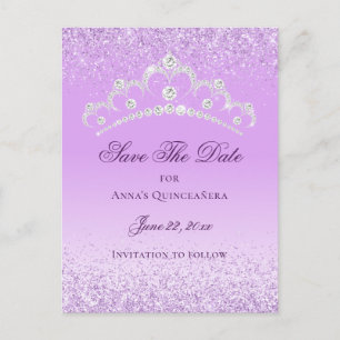 Elegant Ljuslila Quinceanera Spara Datum Vykort