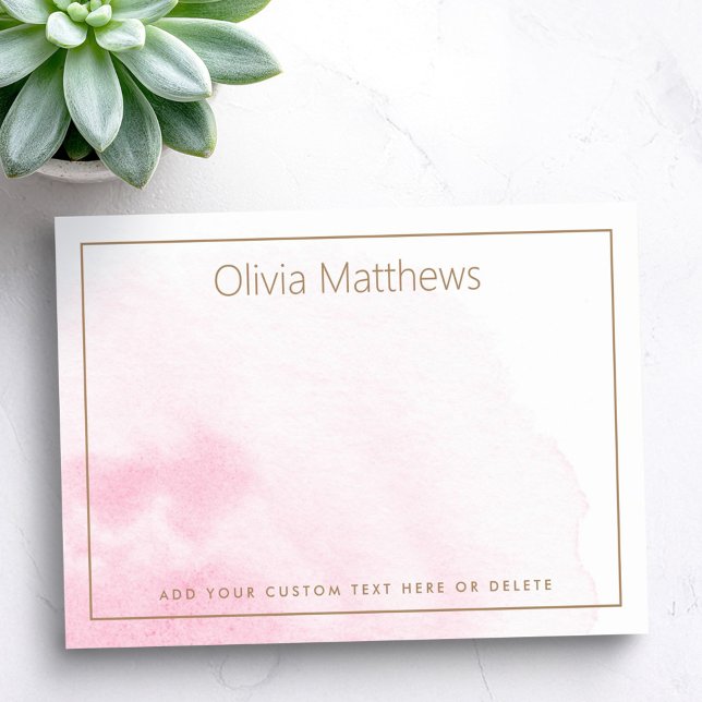 Elegant ljusrosa akvarell namn text post-it block (Elegant light pink watercolor name text post-it notes)