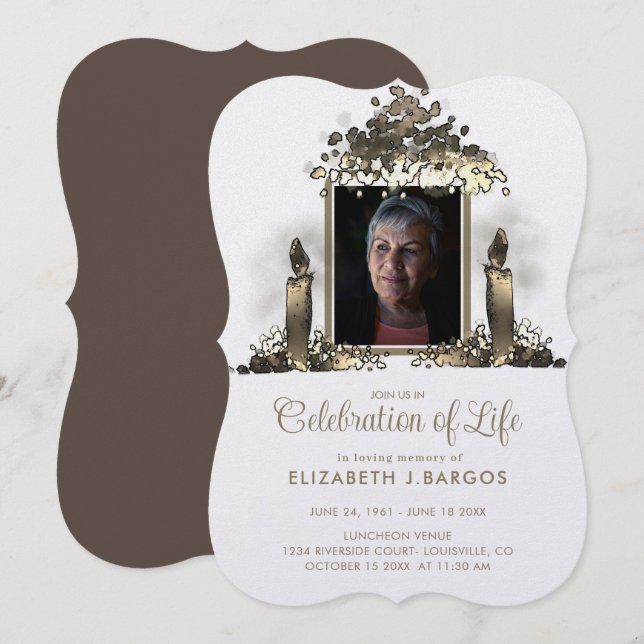 Elegant Ljusstake Ram Foto Firande av Livet Inbjudningar (Fram/baksida)