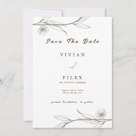 Elegant Ljust grönt Blommigt Spara datumkortet Inbjudningar