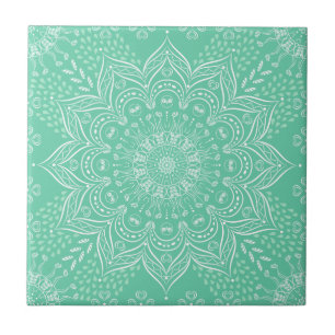 Elegant Ljust grönt Boho Mandala Kakelplatta