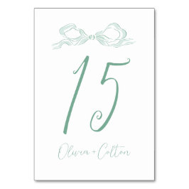 Elegant Ljust grönt Hand plockade Bow Bröllop Bordsnummer