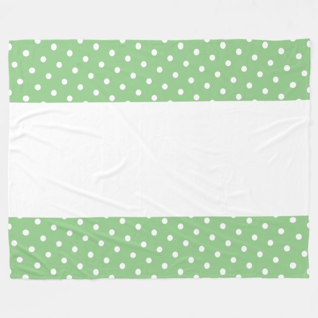 Elegant Ljust grönt Kant punkter vid vitt Rand Fleecefilt (Framsidan (Horisontell))