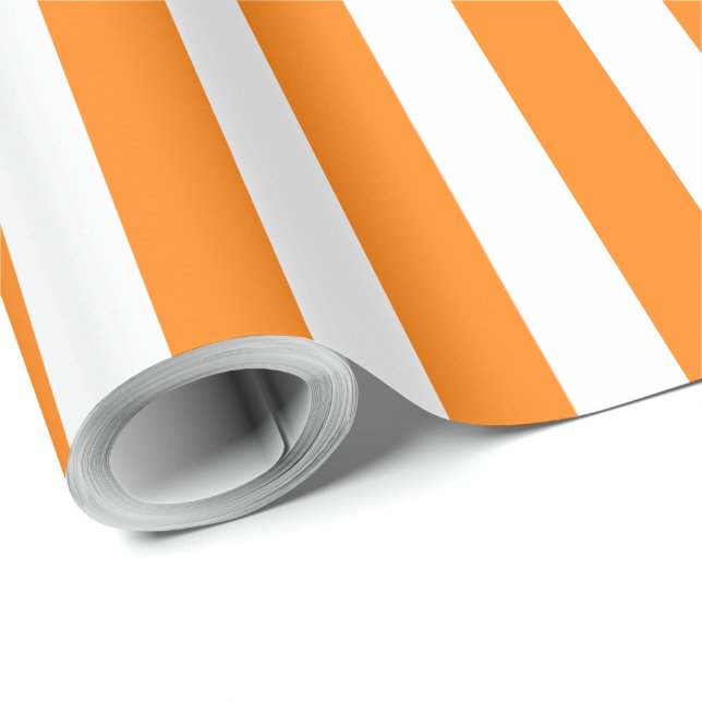 Elegant ljust orange och vit randig mönster presentpapper (Rullad Hörn)