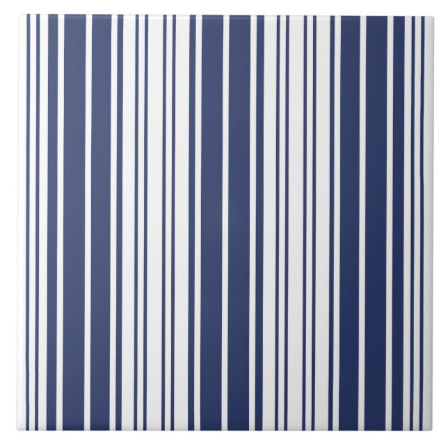 Elegant, lodrät, rand, marinblått, vitt kakelplatta (Framsidan)