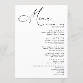 Elegant Loely calligraphy Bröllop Menu Meny