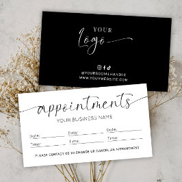 Elegant Logo Black & White Hair Stylist Salon Tidsbeställning Kort