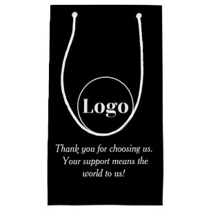 Elegant Logotyp Black Shopping bag för mindre före